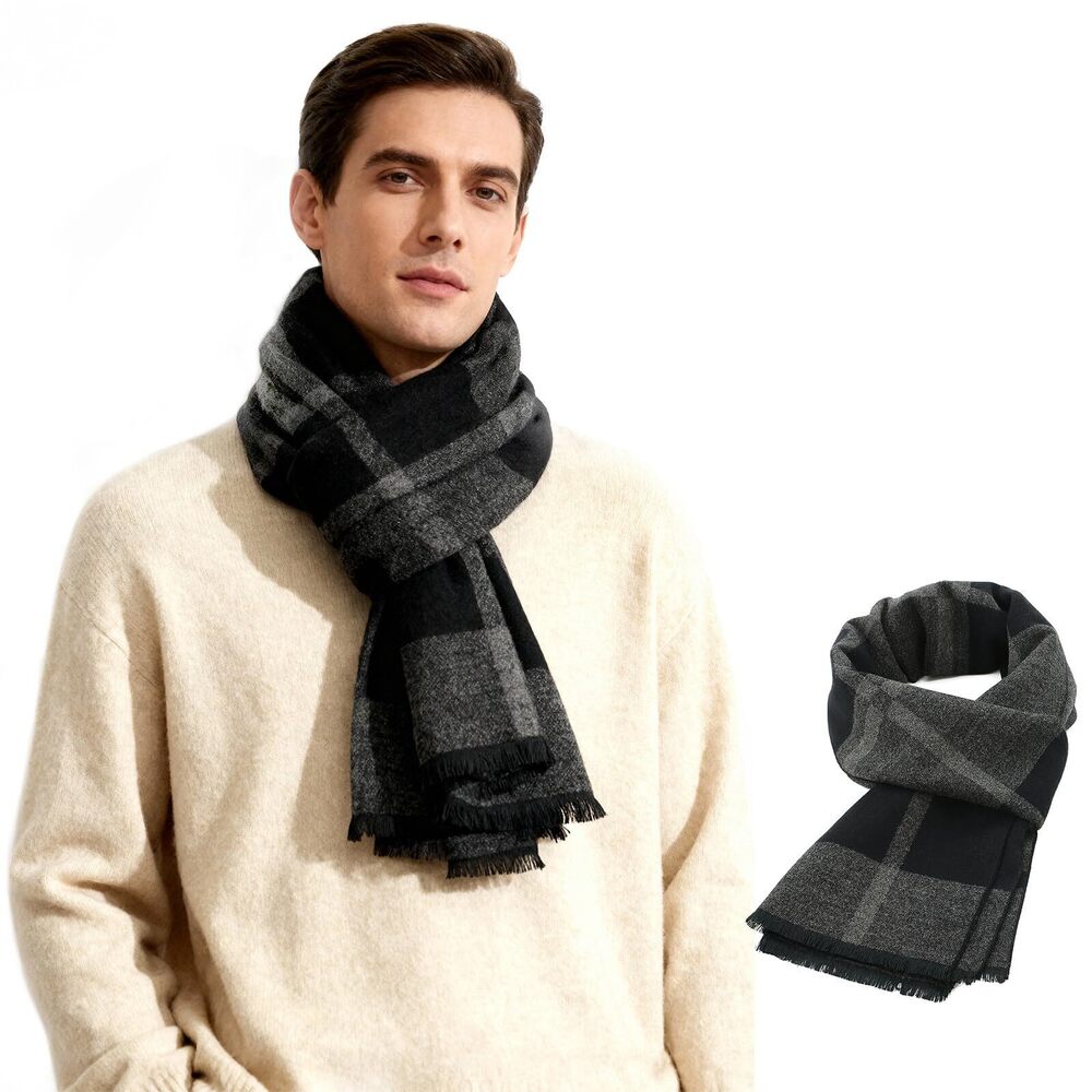 6843 Winter Scarf Classic Plaid Tassel Scarfs Long Thick Warm Scarf Soft